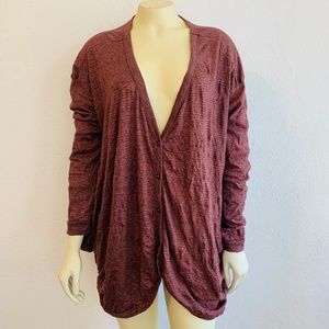 FP Beach OS Dolman Sleeve Cocoon Striped Cardigan